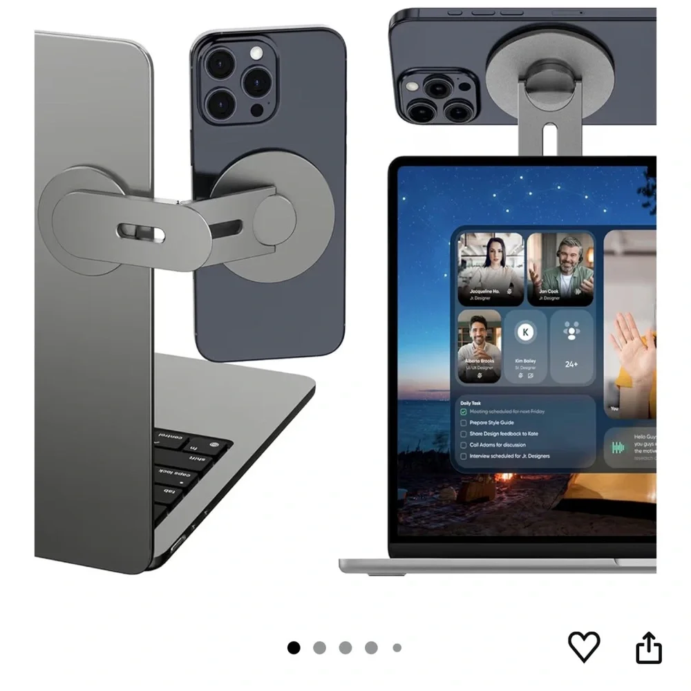 Magnetic Laptop Stand Compatible with MagSafe iPhone/Samsung, Side Phone Holder